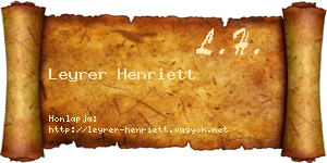 Leyrer Henriett névjegykártya